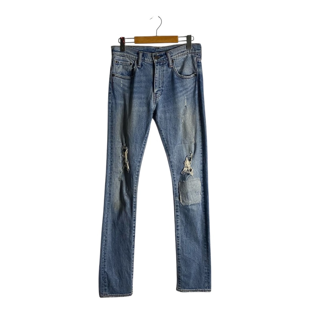 Levi's 505 Women's Light Wash Slim Distressed Patchwork Denim Jeans